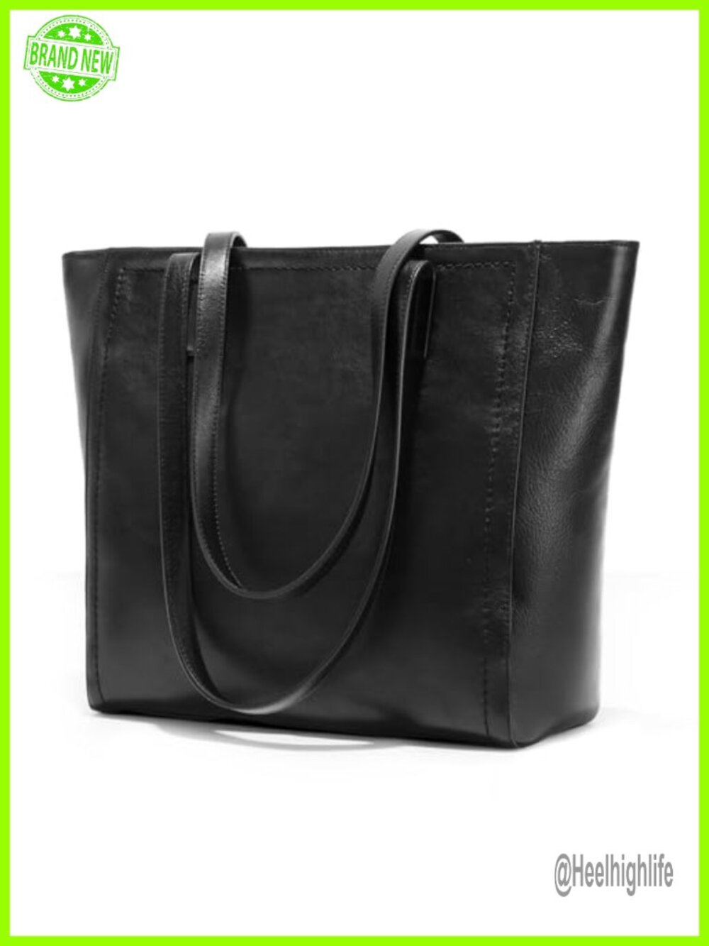 Vintage Genuine Leather Work Tote Bag with Zipper 14 in Laptop Sleeve